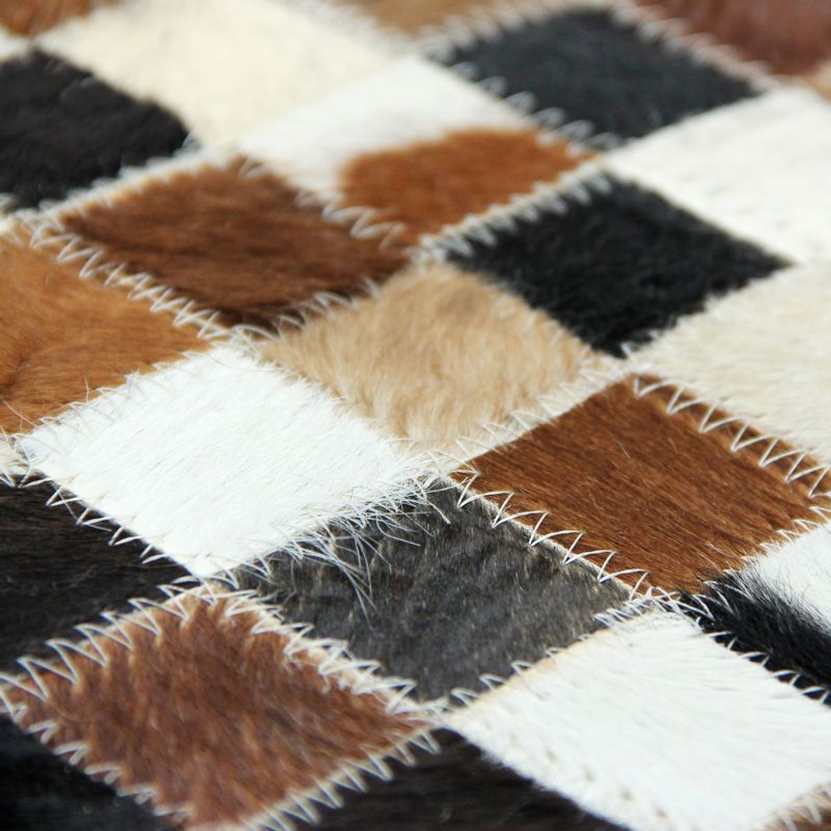 Tapis en cuir recyclé motif damier CUIR damier marron, THE DECO FACTORY