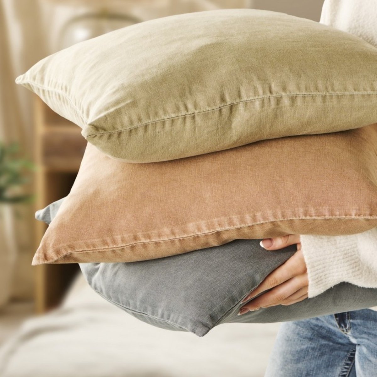 Housse de coussin lin bleu poudré, IB LAURSEN