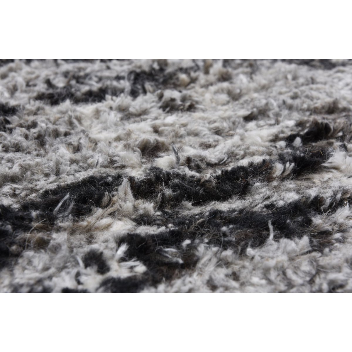 Tapis noué à la main en laine vierge viscose et polyester anthracite, THEKO