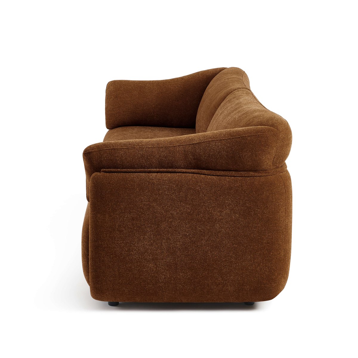 Canapé en tissu chenille tramé KURLY marron, SORELH