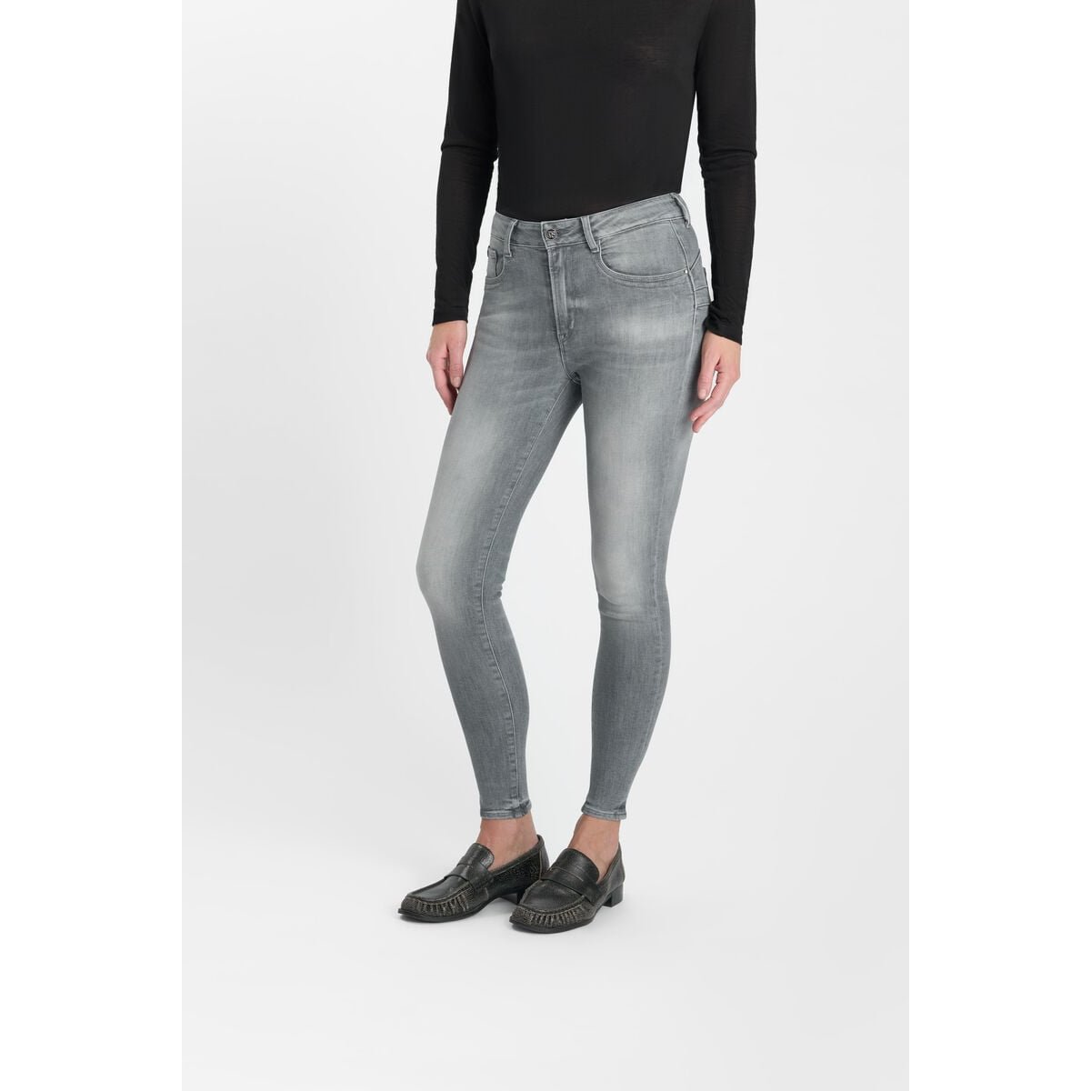 Jeans push-up slim taille haute PULP, 7/8ème grey, LE TEMPS DES CERISES