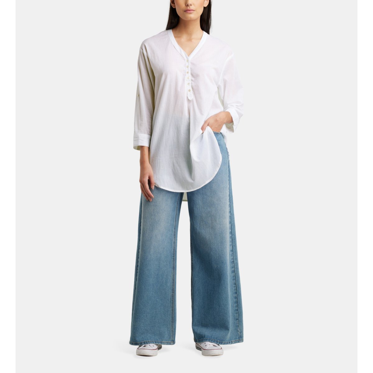 Tunique fluide legant en coton bio blanc, GALERIES LAFAYETTE