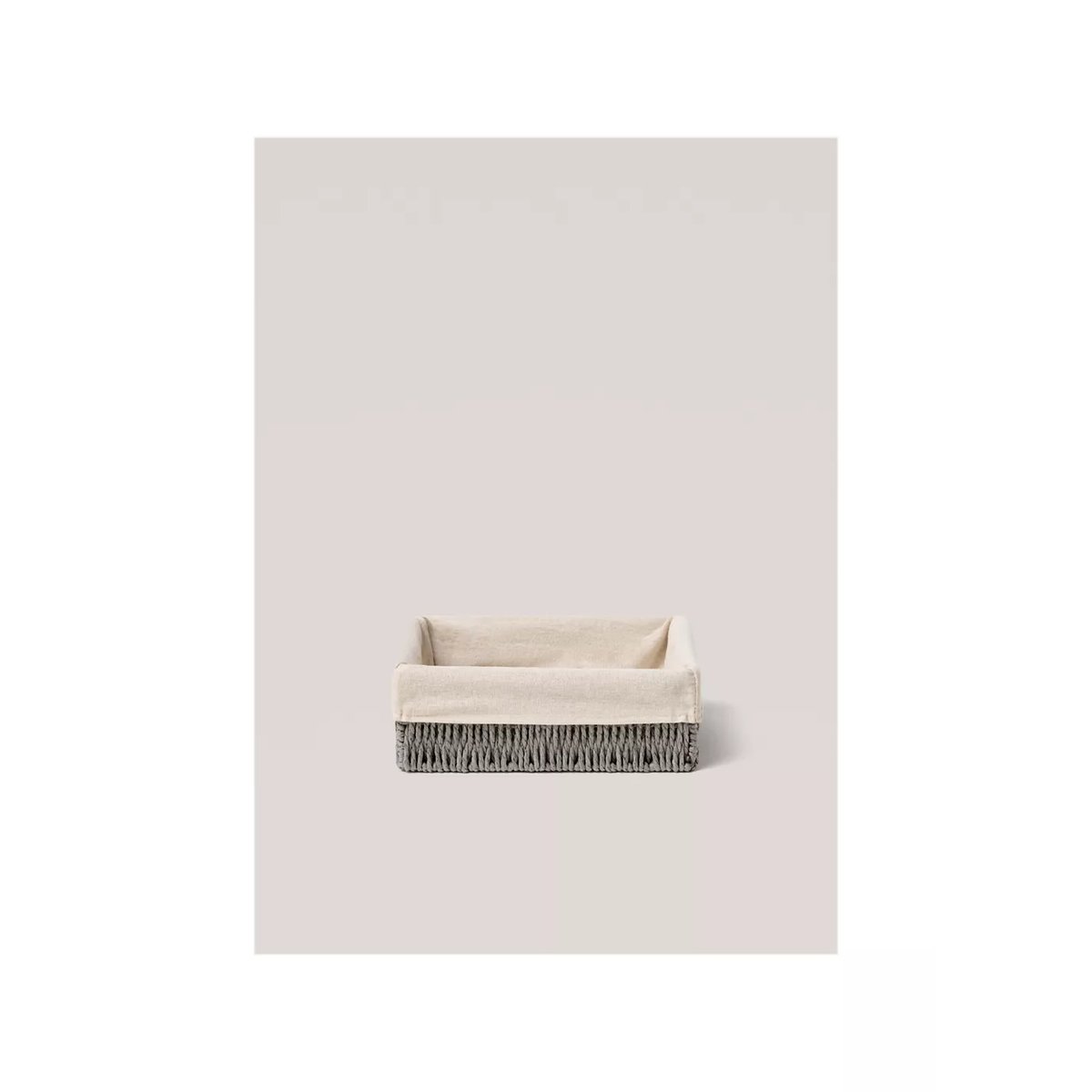 Petit panier en papier rectangulaire gris, MANGO HOME