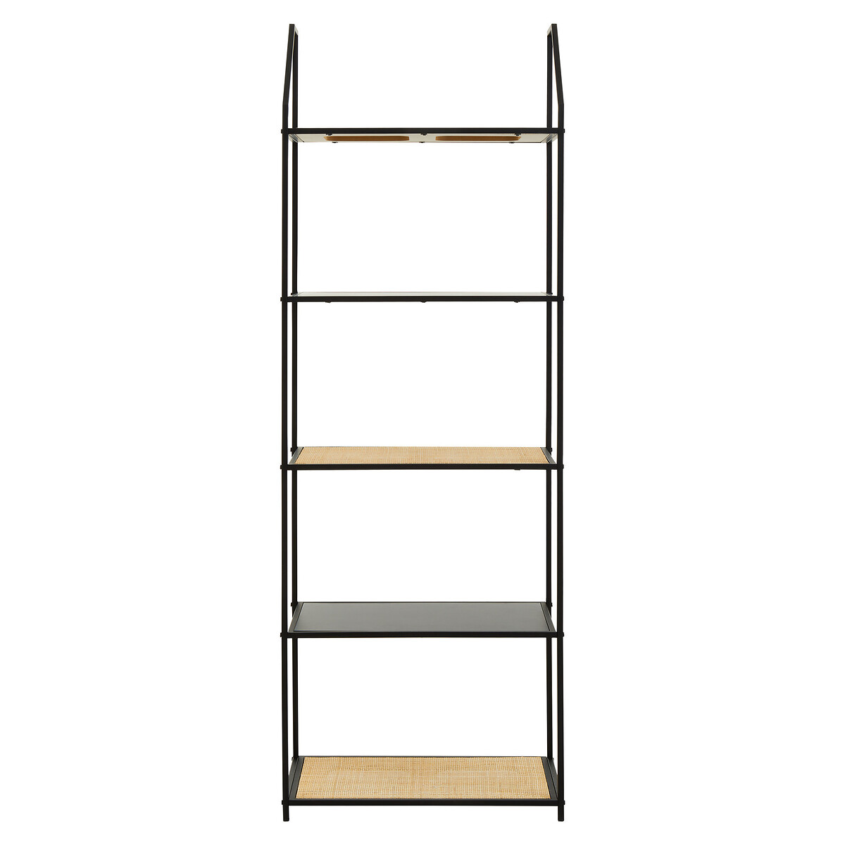 Ranji Rattan and Metal 5-Tier Shelving Unit black, SO'HOME