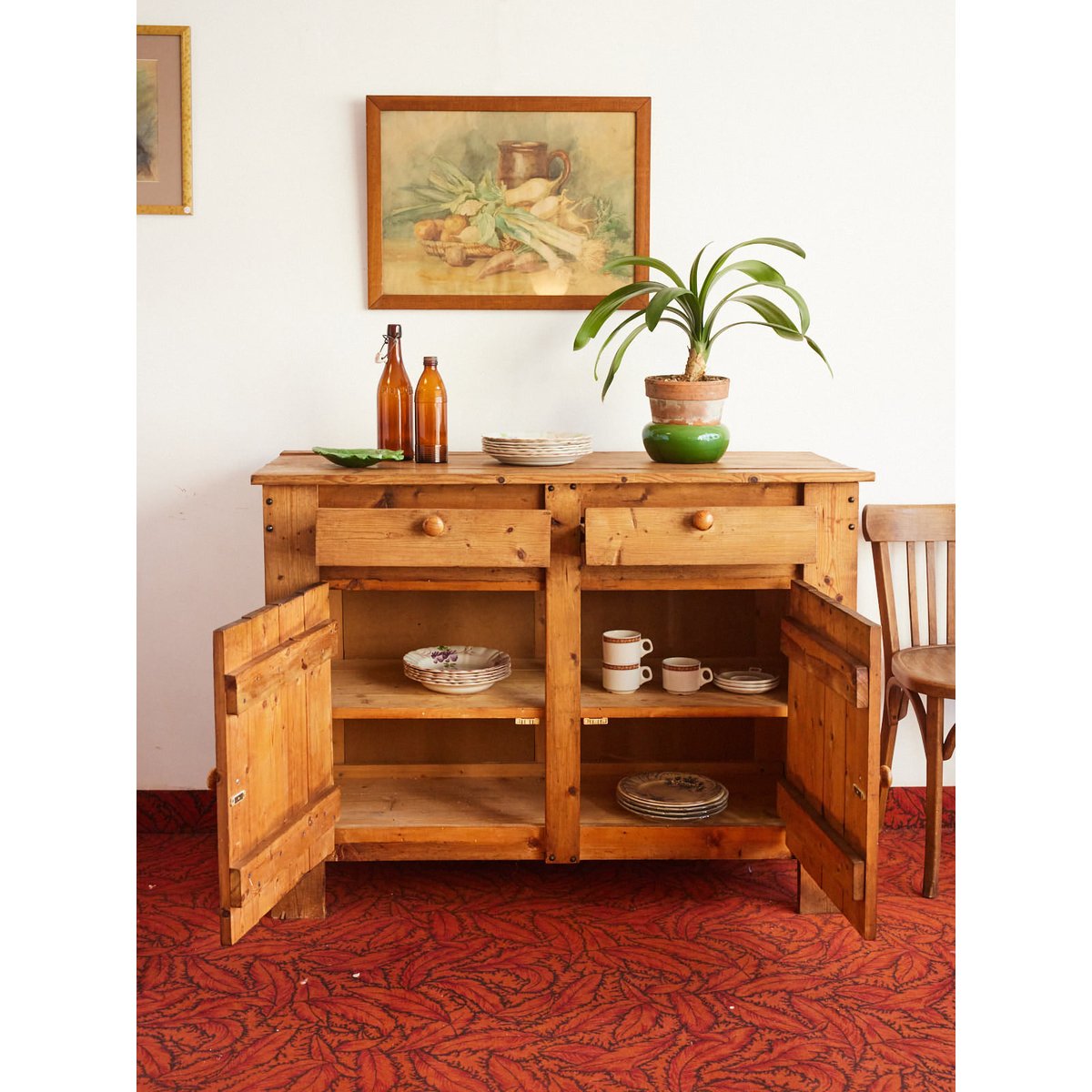 Buffet en pin massif Gilbert N°1640 - Bon état bois clair, DEBONGOUT