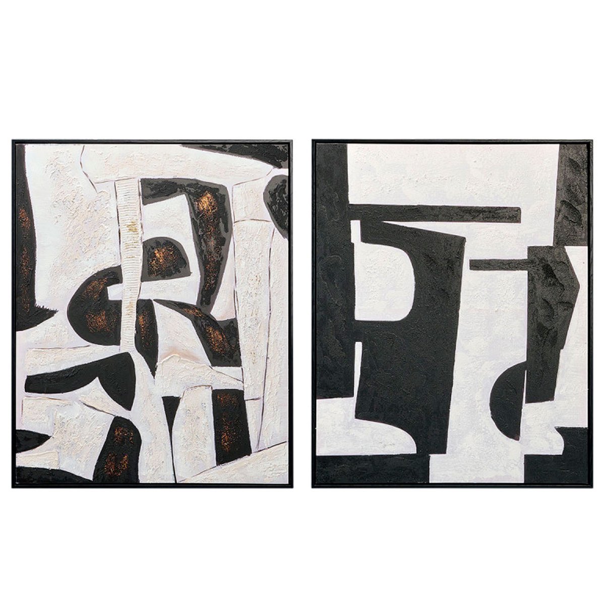 Set de 2 cadres décoratifs abstraits noir et blanc 70x90cm noir & blanc, WADIGA