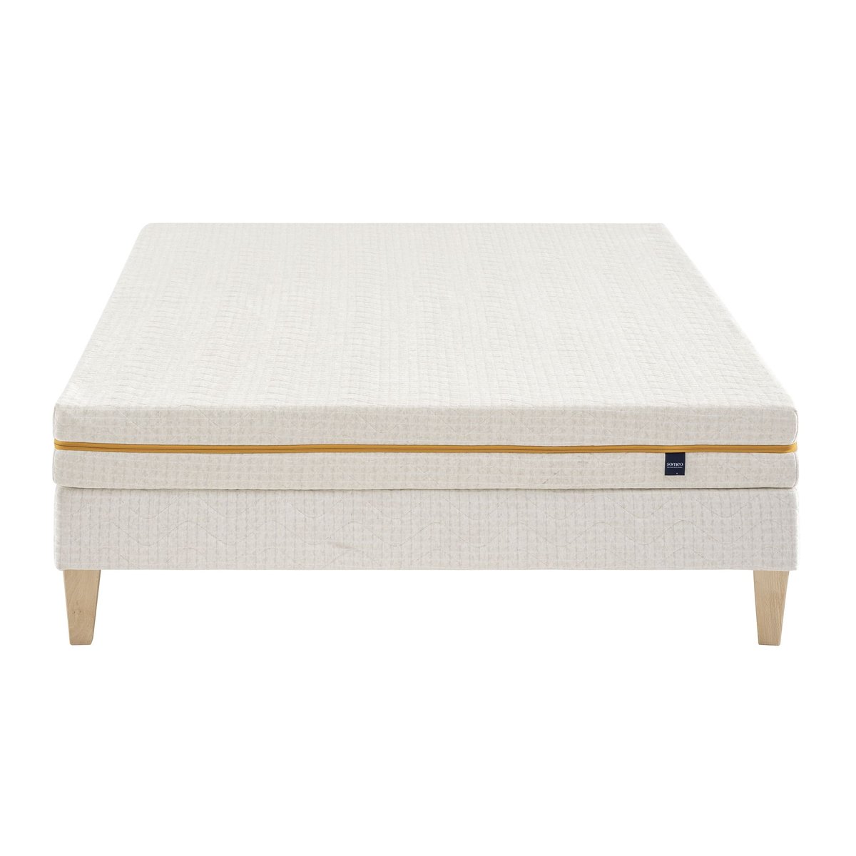 Ensemble matelas mousse recyclée, sommier et pieds Aube 400 ecru, SOMEO