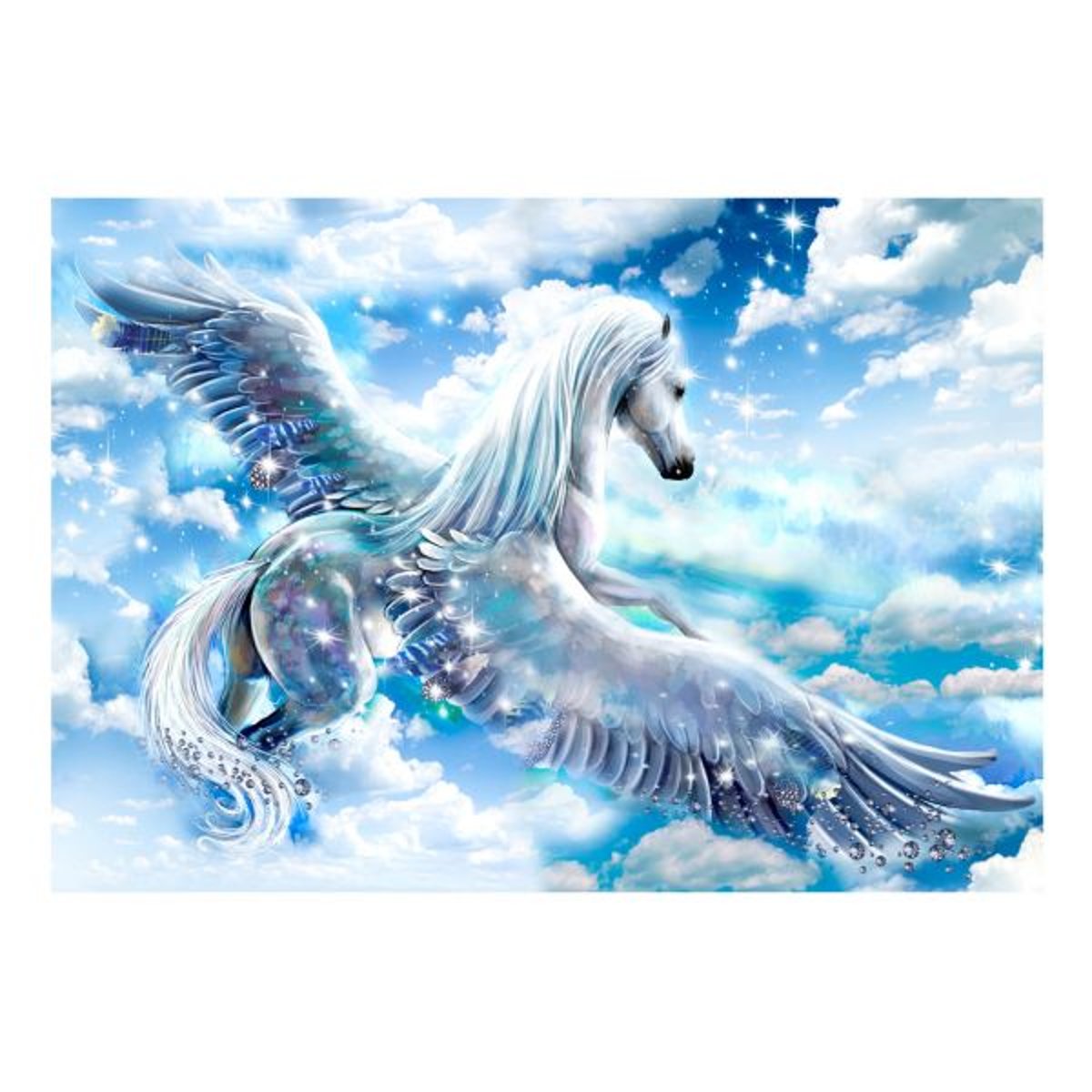 Papier peint intissé panoramique Animaux Pegasus (Blue) blanc, EDEN