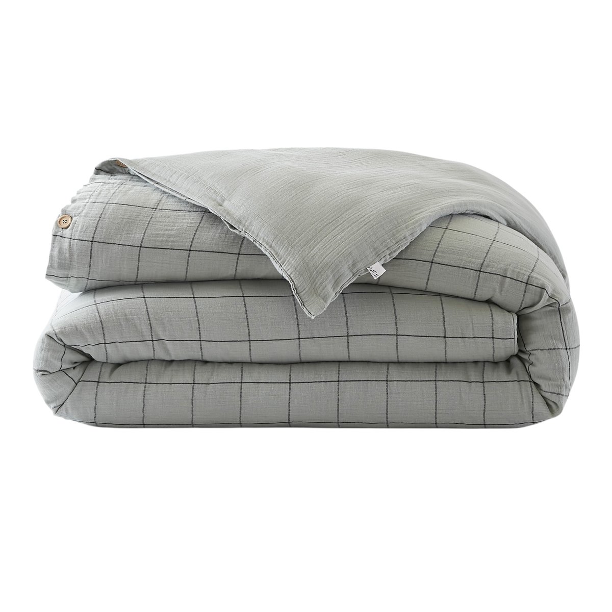 Housse de couette en double gaze de coton Gaia match eucalyptus, EDEN