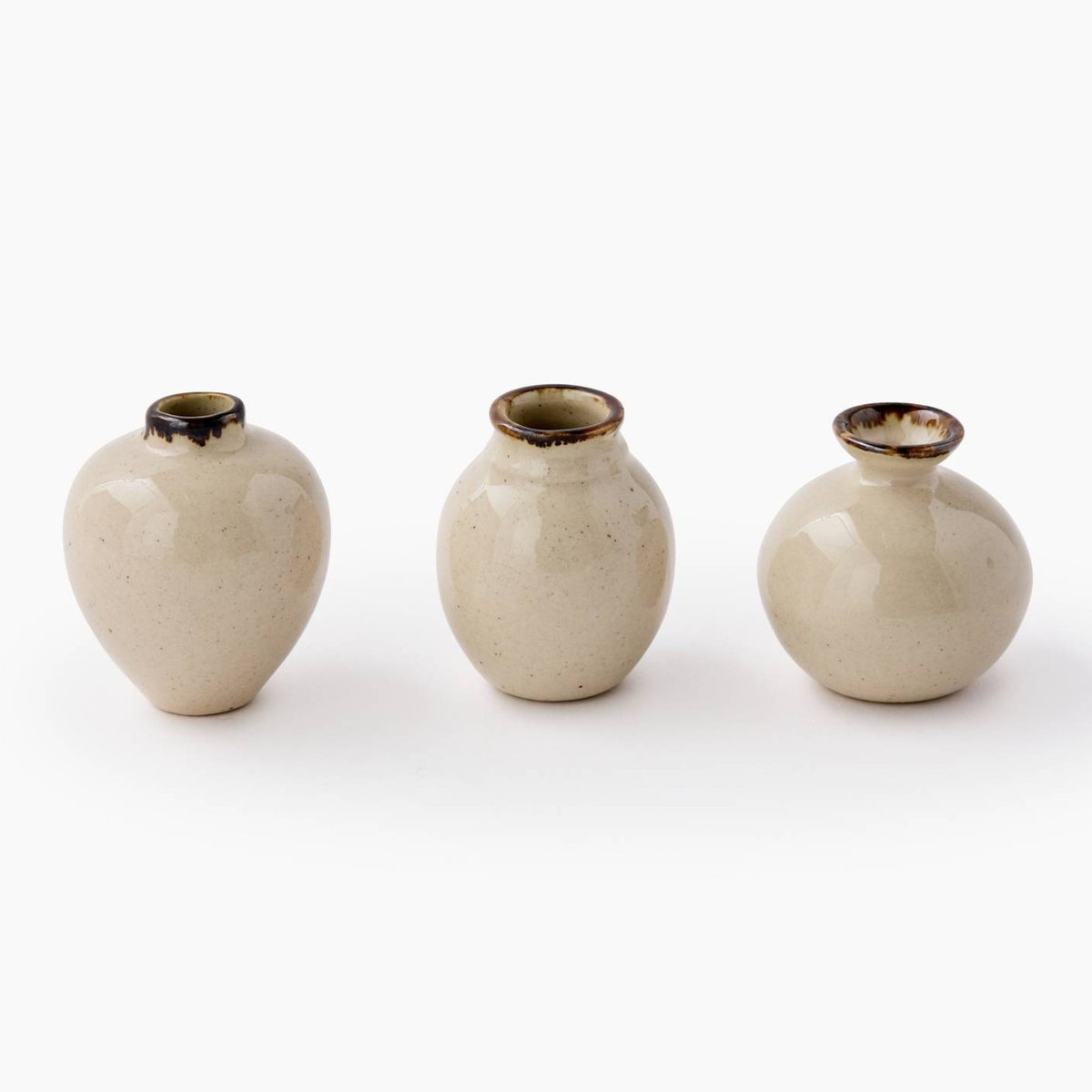 Lot 3 mini vases, H4cm, en céramique blanc, MONOPRIX