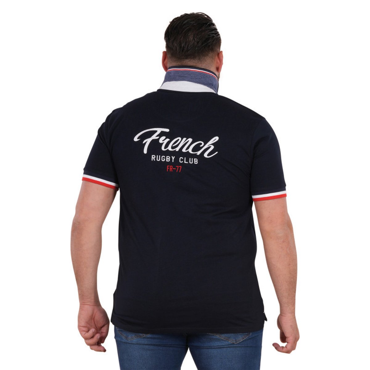 Polo en coton biologique marine uni pourvu de manches courtes bleu foncé, RUCKFIELD