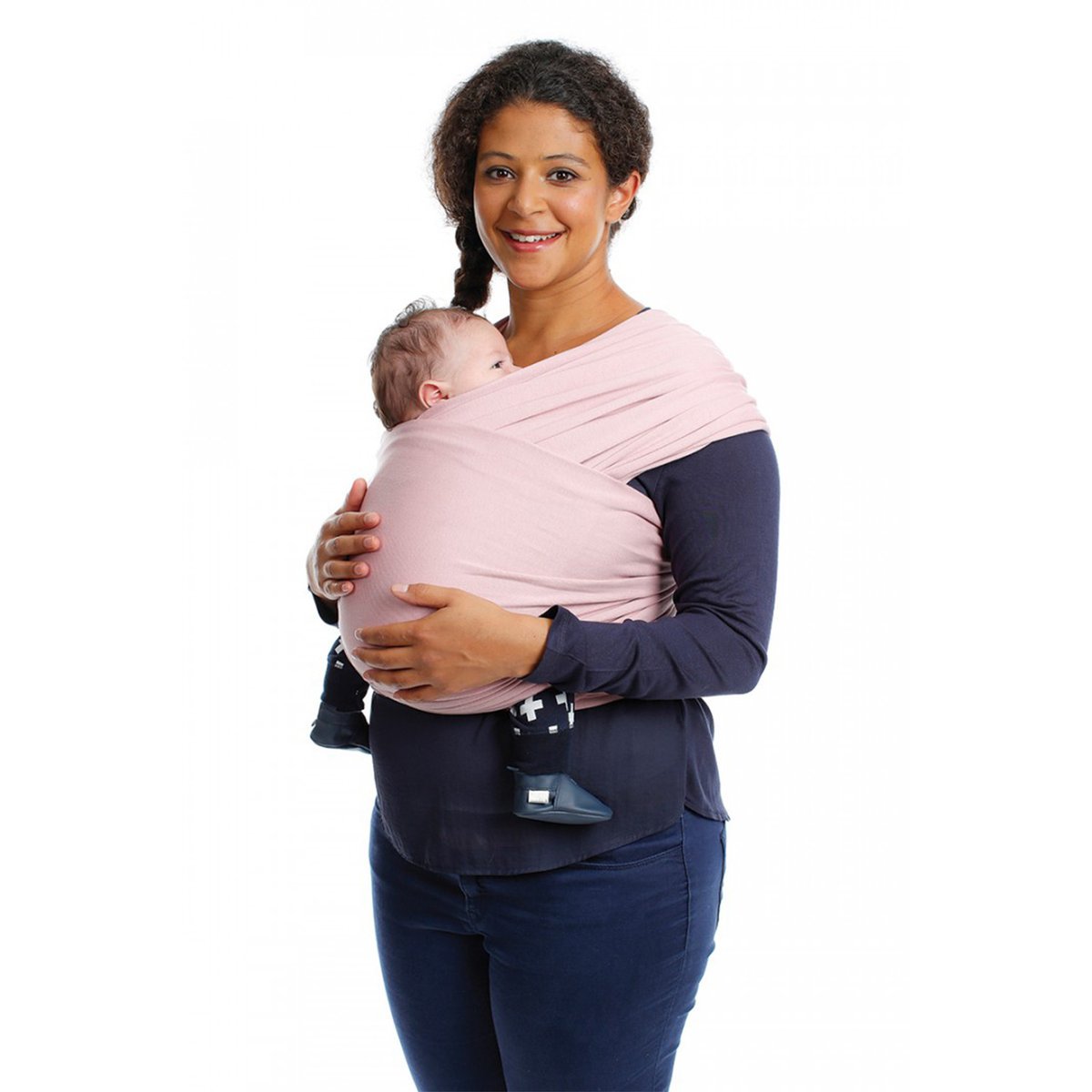 Écharpe de portage en coton biologique, Tricot Slen rose clair, BABYLONIA