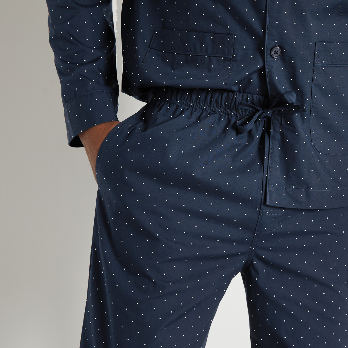Pyjama deux pièces à pois bleu marine imprimé, LA REDOUTE COLLECTIONS