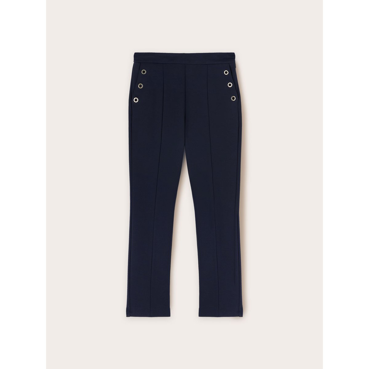 Pantalon regular avec motif œillets bleu, MOTIVI