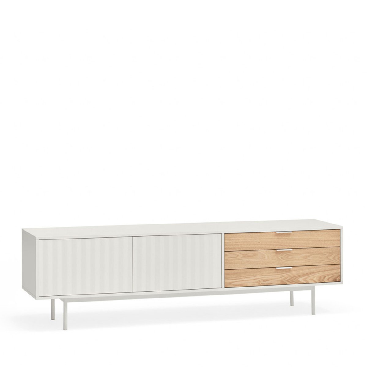Meuble TV 2 portes, 3 tiroirs en bois L180cm- SIERRA blanc, TEULAT
