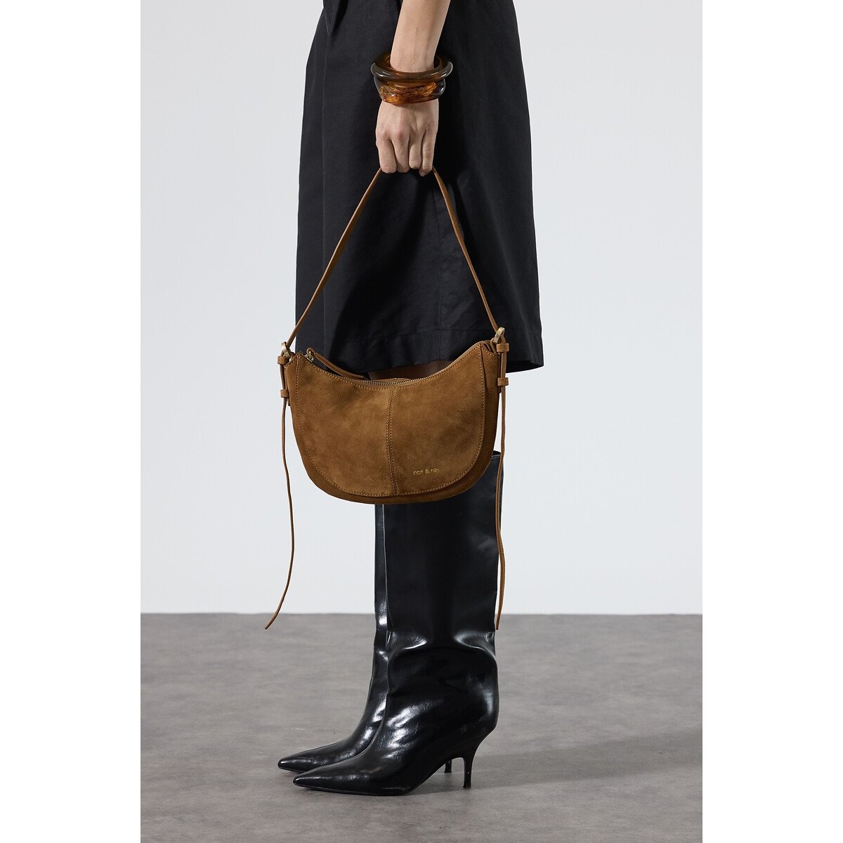 Mini Rodeo Suede Shoulder Bag gingerbread brown, NAT & NIN