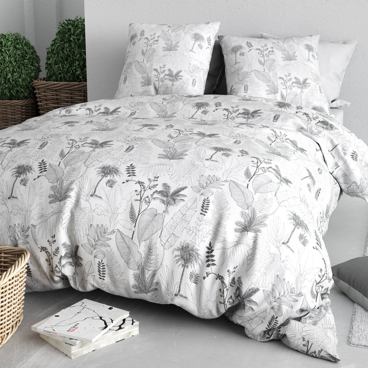 Paure coton imprimée couette et 2 taies, MERIGOLD multicolore, ATELIER DU COTON
