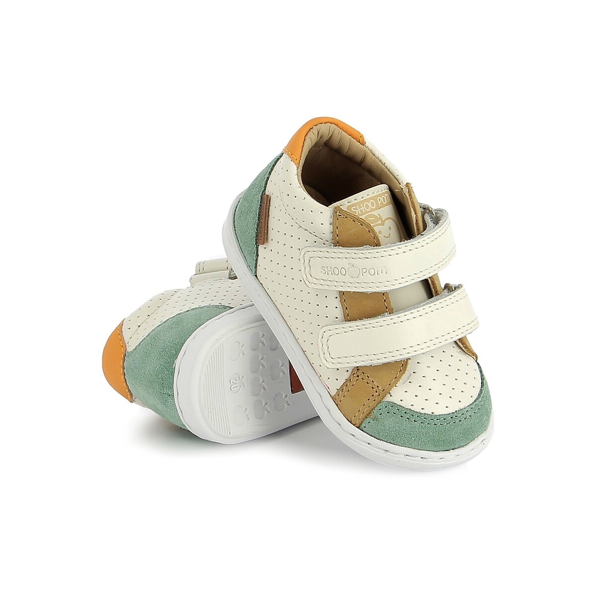 Baskets montantes à scratchs BOUBA BOX EASY blanc/marron, SHOO POM