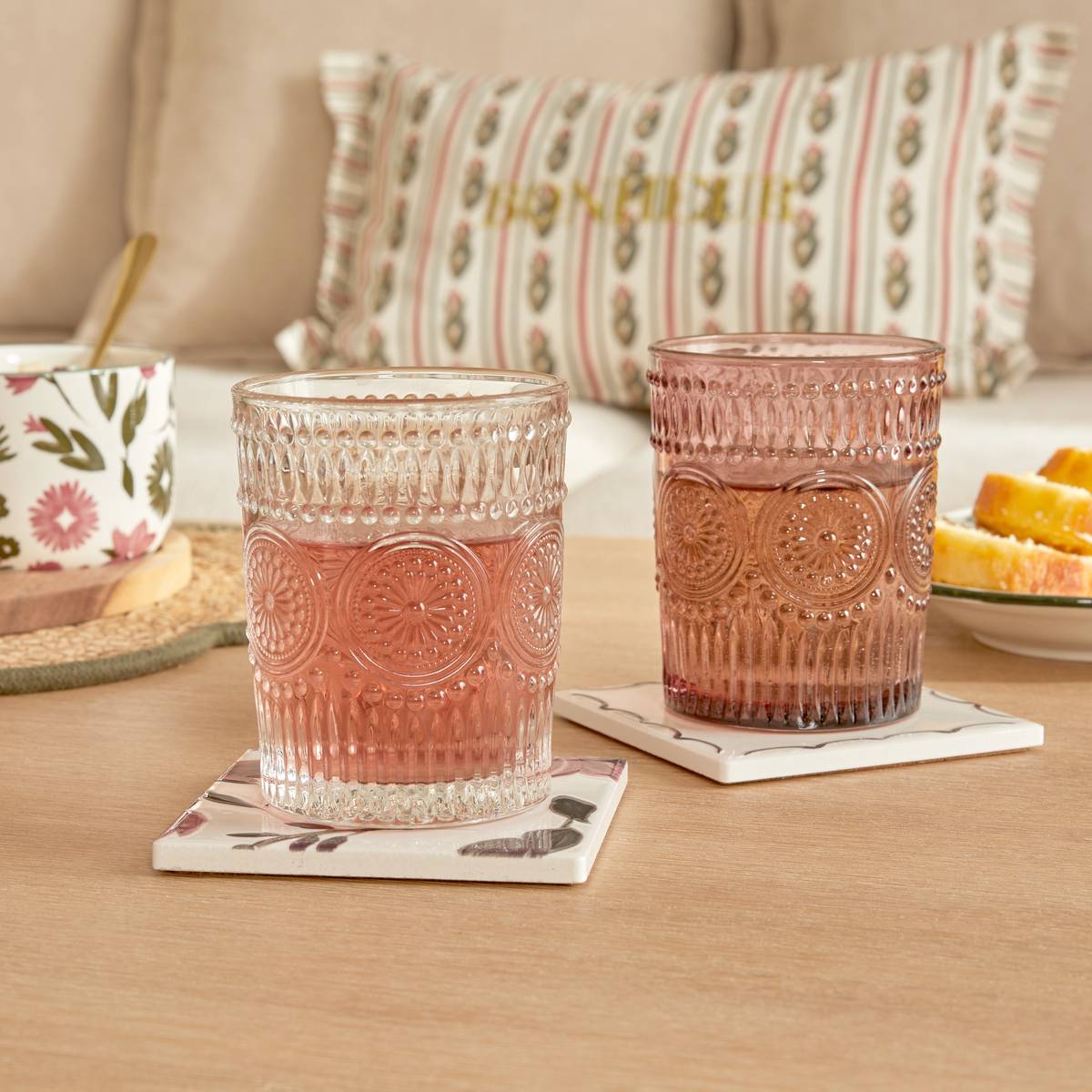 Lot de 6 gobelets en verre INA rose, ATMOSPHERA