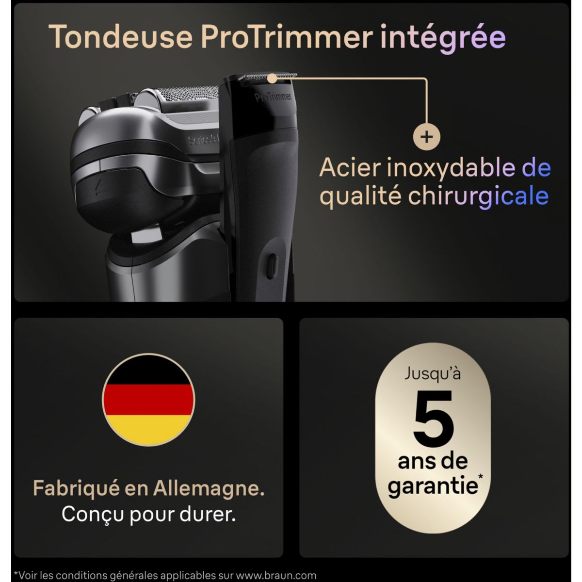 Rasoir électrique Series 9 9675cc Clean&Charge couleur unique, BRAUN