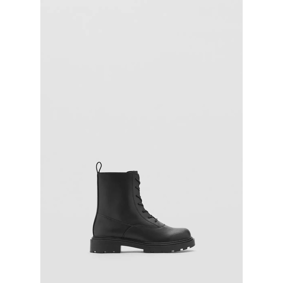 Bottines en cuir bovin à lacets noir, MANGO KIDS