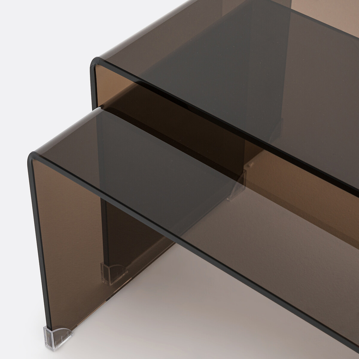 Lot de 2 tables basses gigognes verre trempé, Joan verre fumé, LA REDOUTE INTERIEURS
