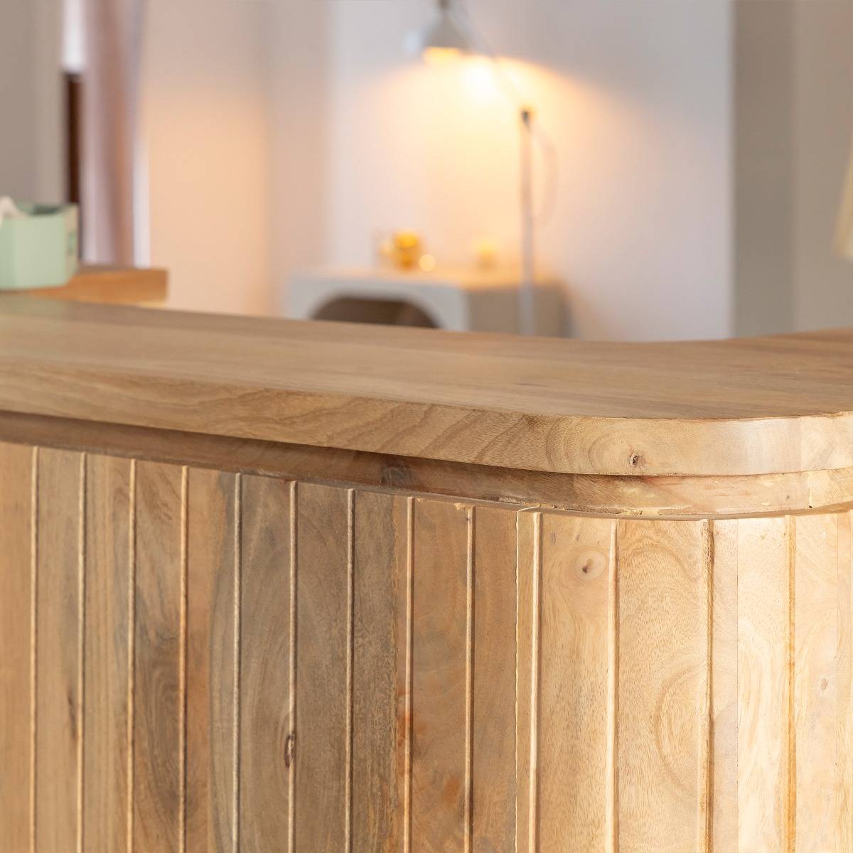 Meuble bar en bois de manguier LOU bois clair, MADE IN MEUBLES