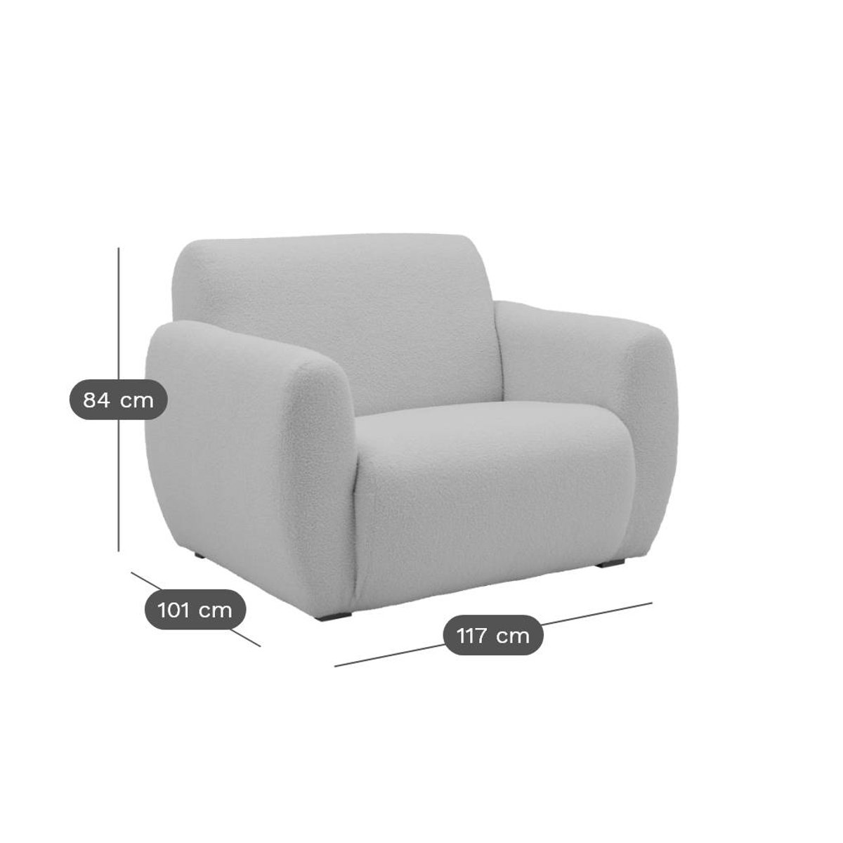 Fauteuil bouclette - OME gris clair, CAMIF
