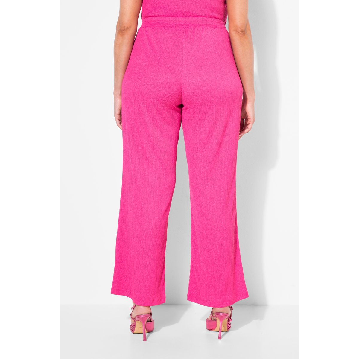 Pantalon jambe large. Taille confortable. rose vif, ULLA POPKEN