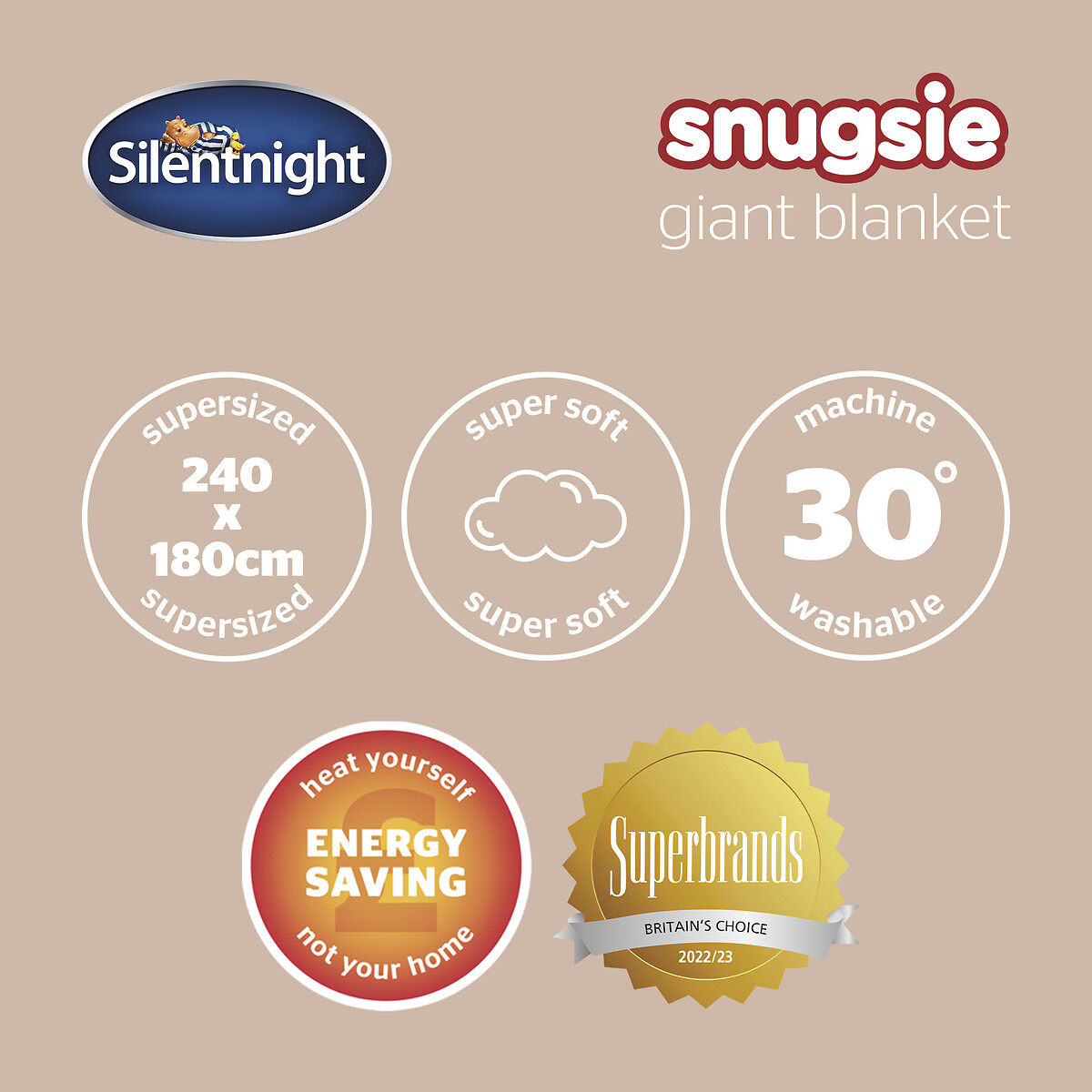 Snugsie Giant Cable Knit Family Blanket natural, SILENTNIGHT