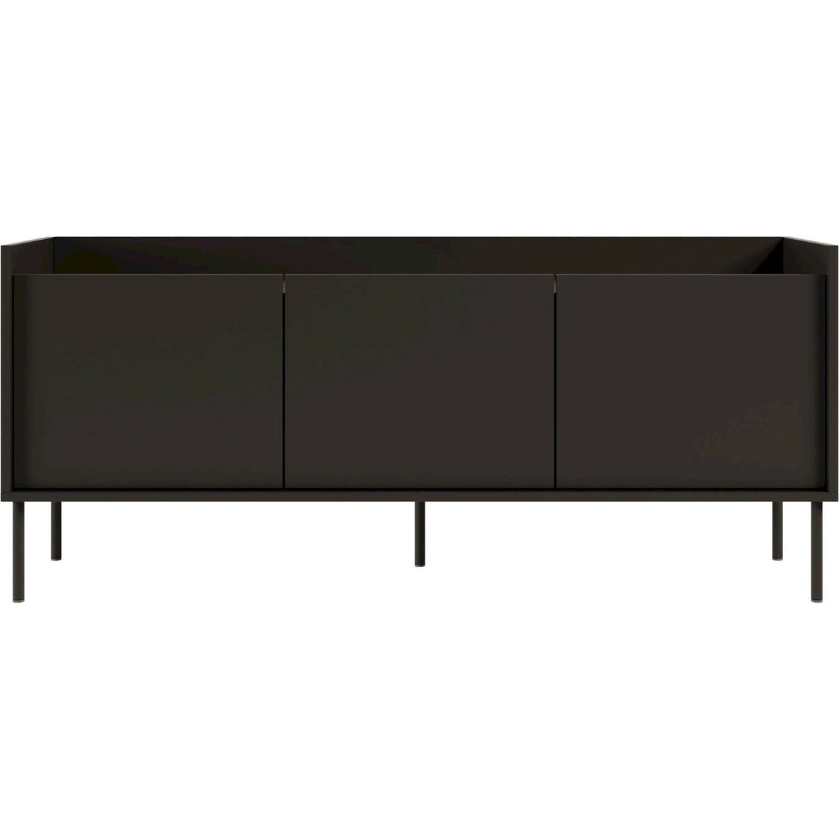 Meuble tv trois portes collection TOVI noir et noyer wisconsin, RECOLLECTION