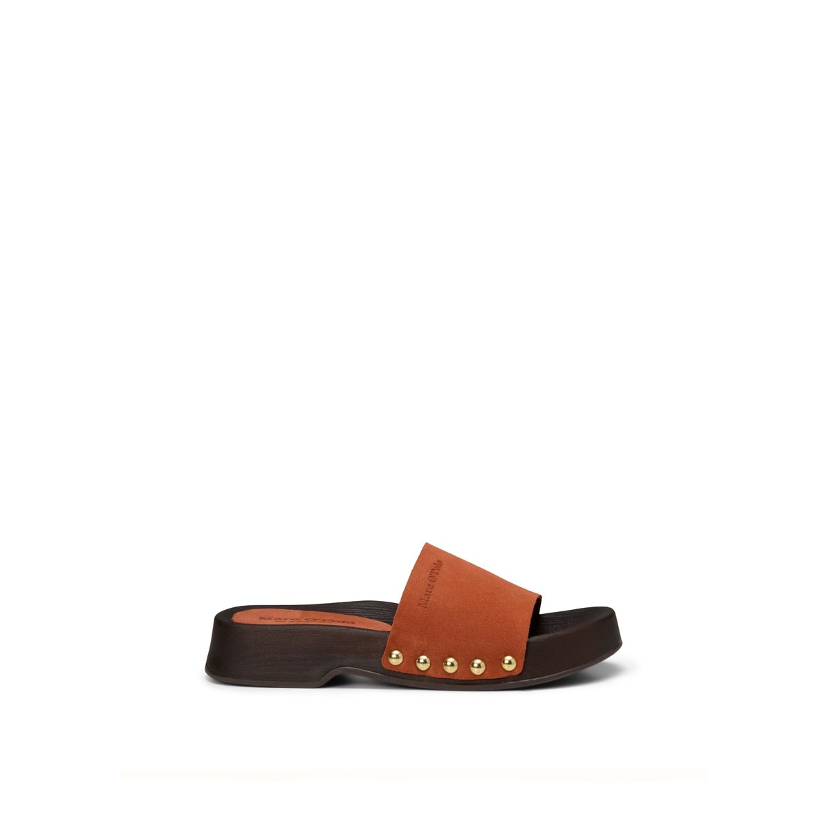Pantolette modèle Mary en cuir velours doux orange, MARC O'POLO