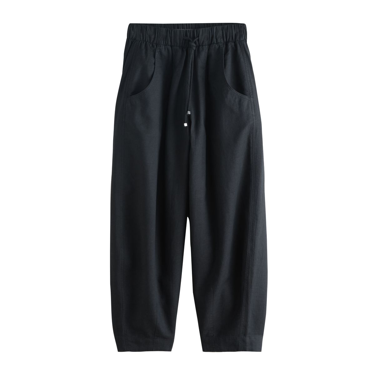 Pantalon large en lin et coton, lot de 2 noir/marron chocolat, NEXT