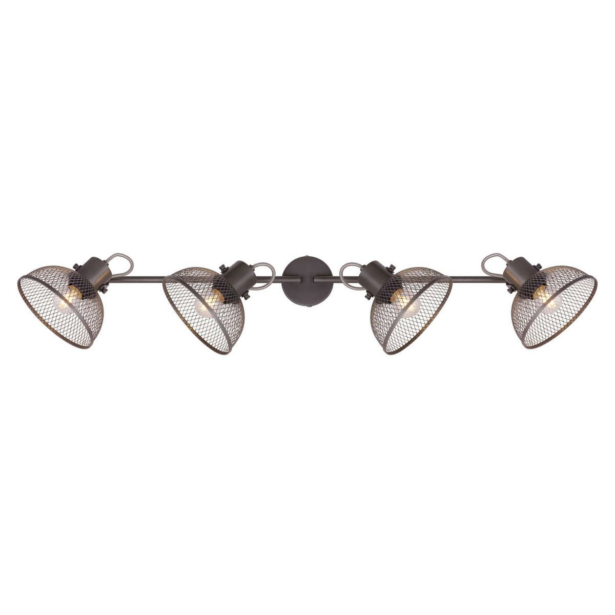 Plafonnier rampe 4 lampes design vintage MONIGA gris foncé, GLOBO LIGHTING