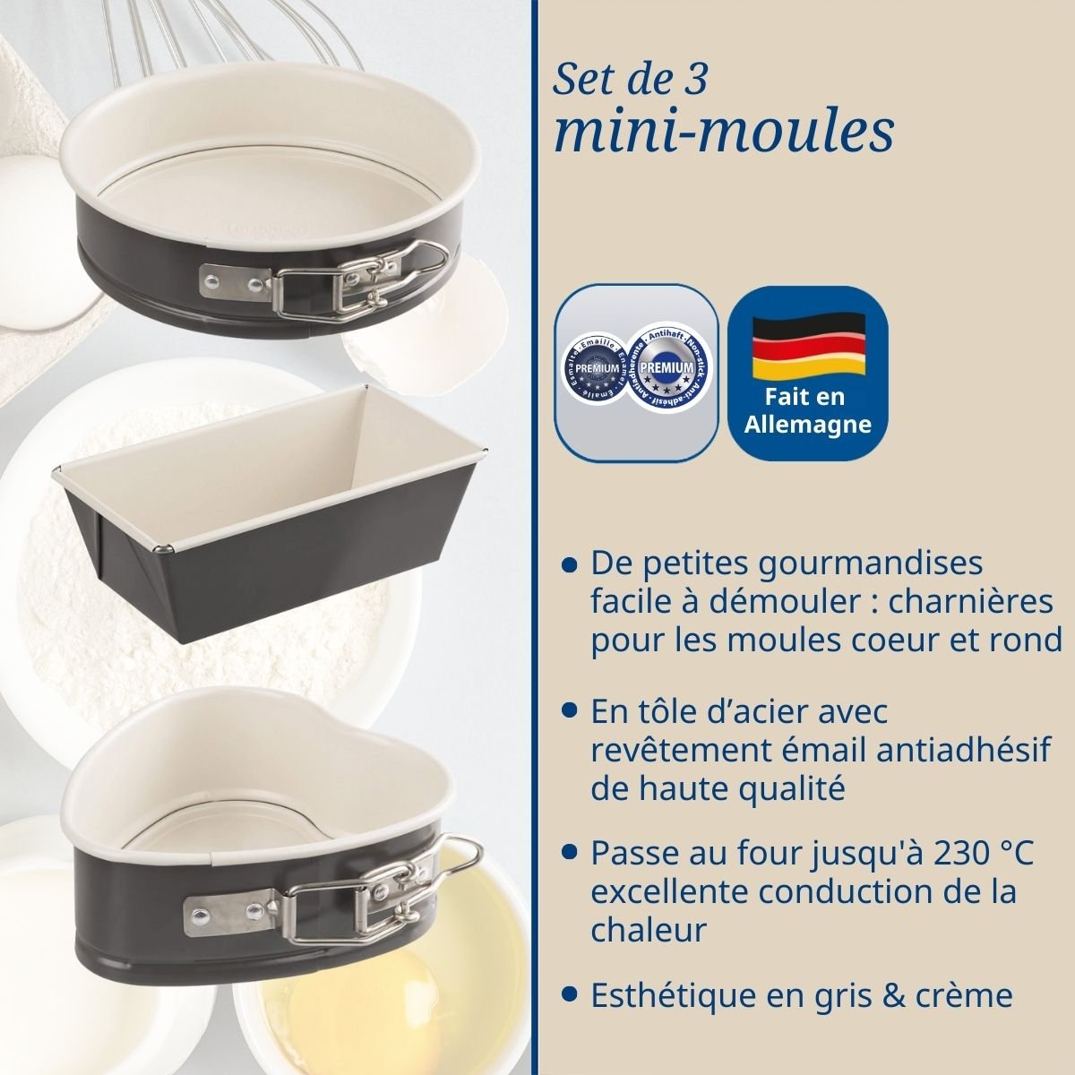 Set de 3 mini moules EXCLUSIVE blanc, DR OETKER
