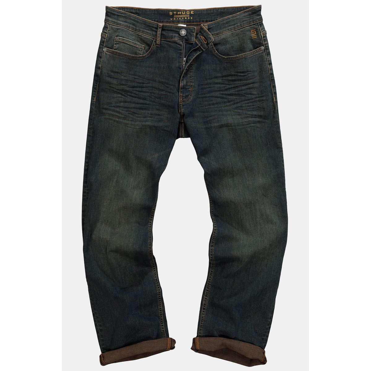 Jean ventre confort 5 poches, Dirty Denim bleu jean, STHUGE