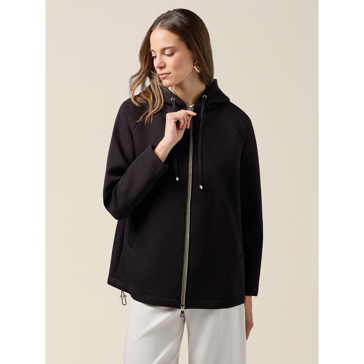 Veste à capuche et zip noir, OLTRE