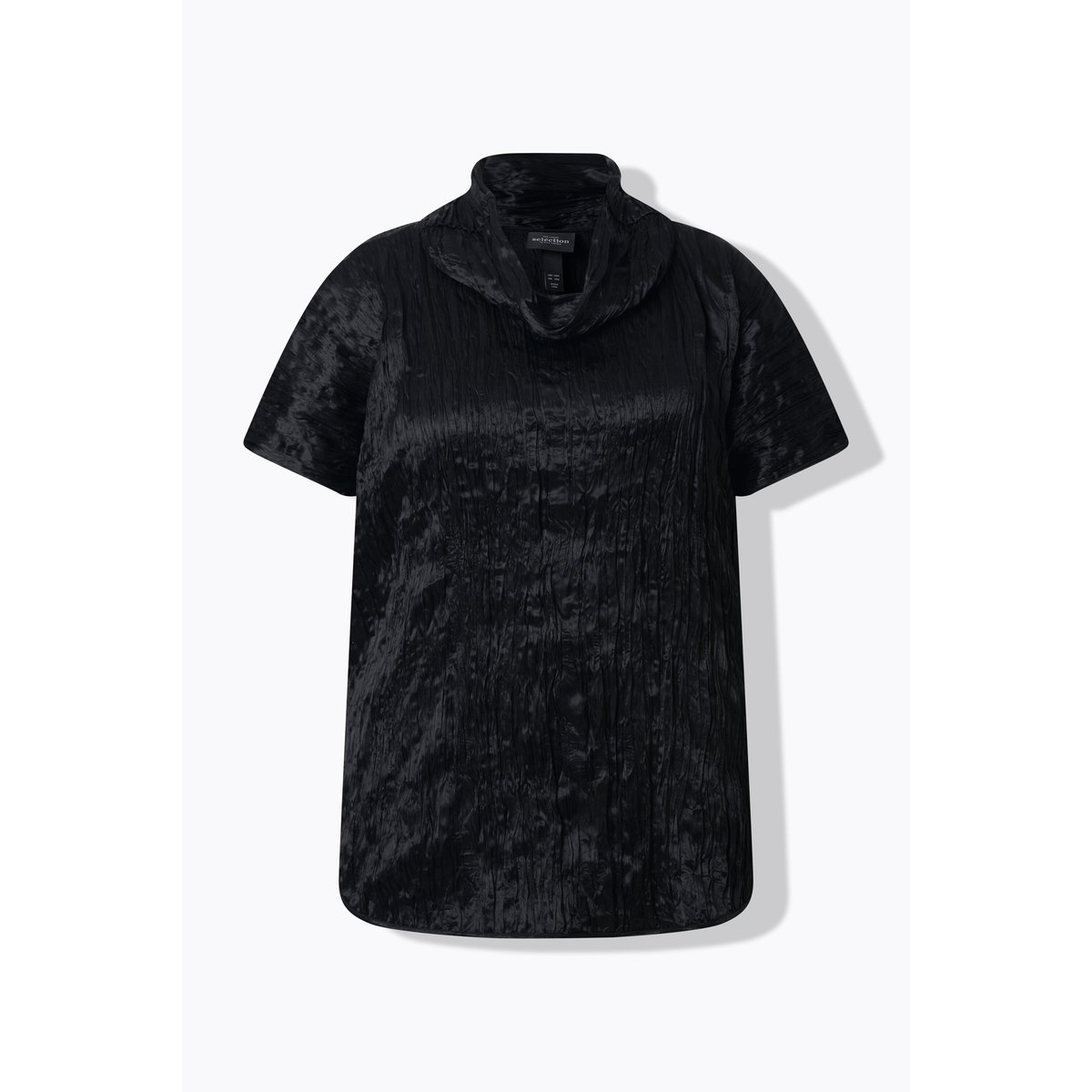 Blouse en acétate effet froissé noir, ULLA POPKEN
