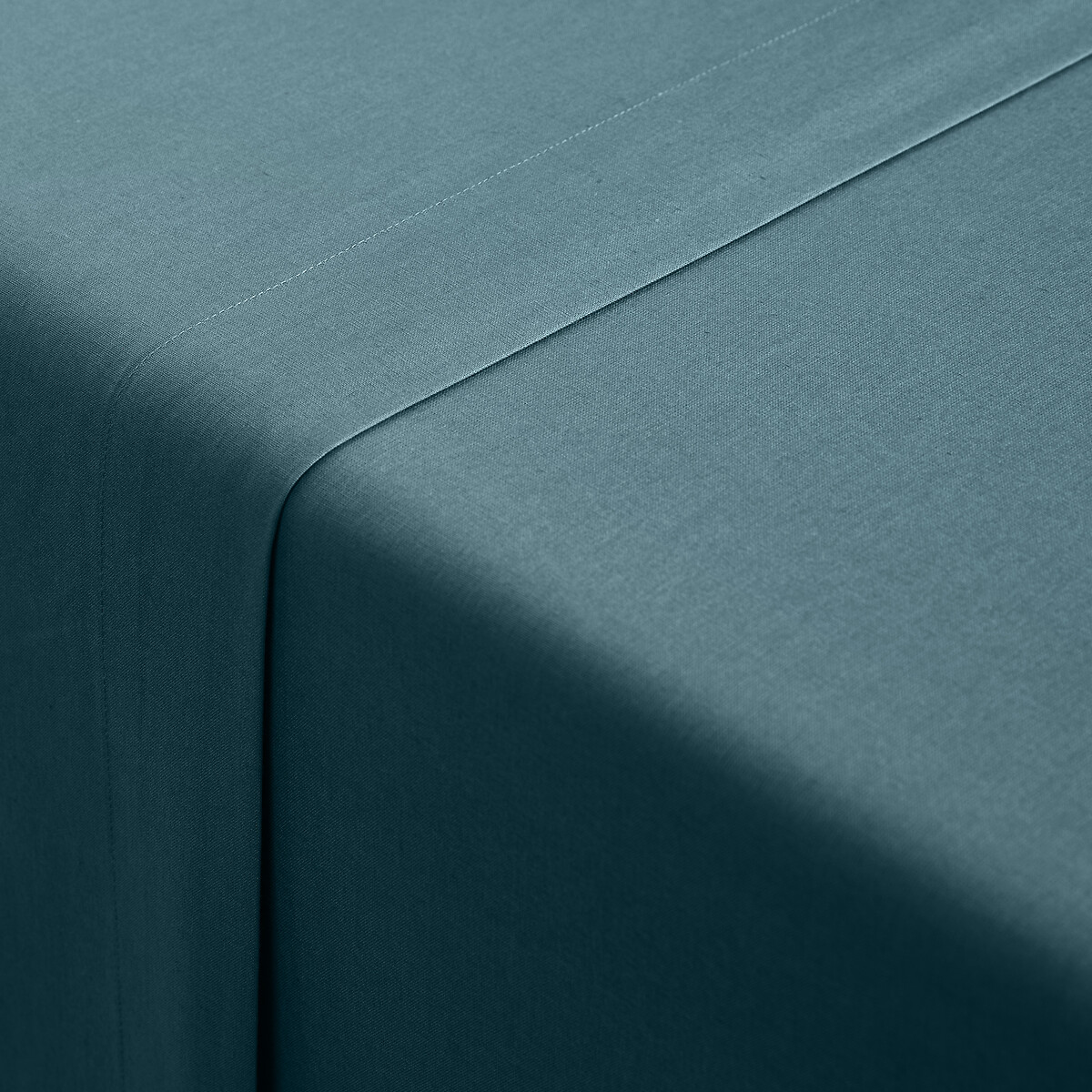 Drap plat uni en coton biologique, Scenario bleu pétrole, LA REDOUTE INTERIEURS