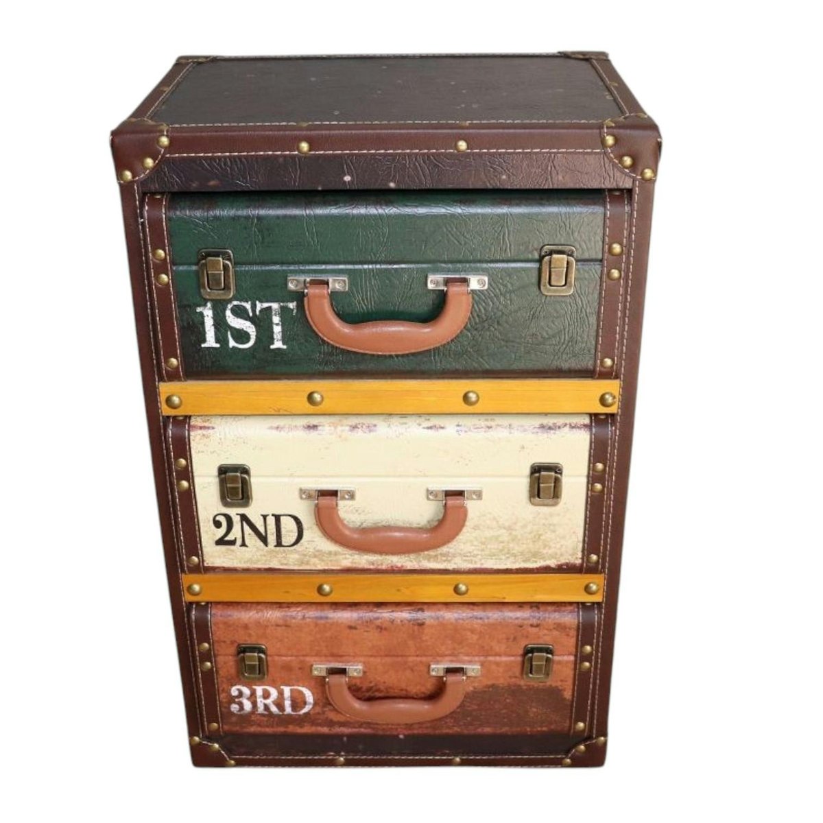 Chevet/Caisson de bureau façon valises colorées PUNO marron, PIER IMPORT