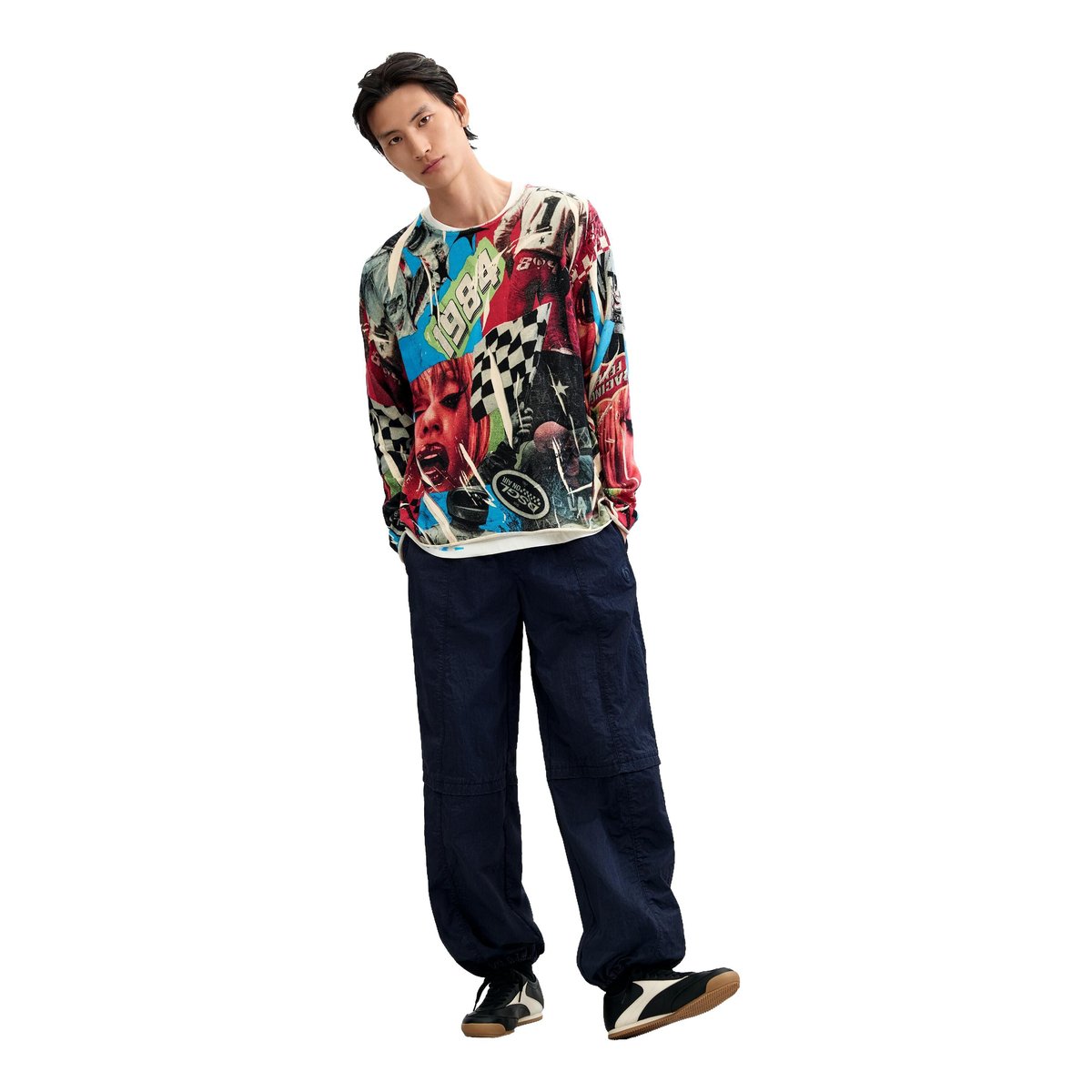 Pull imprimé collage multicolore, DESIGUAL