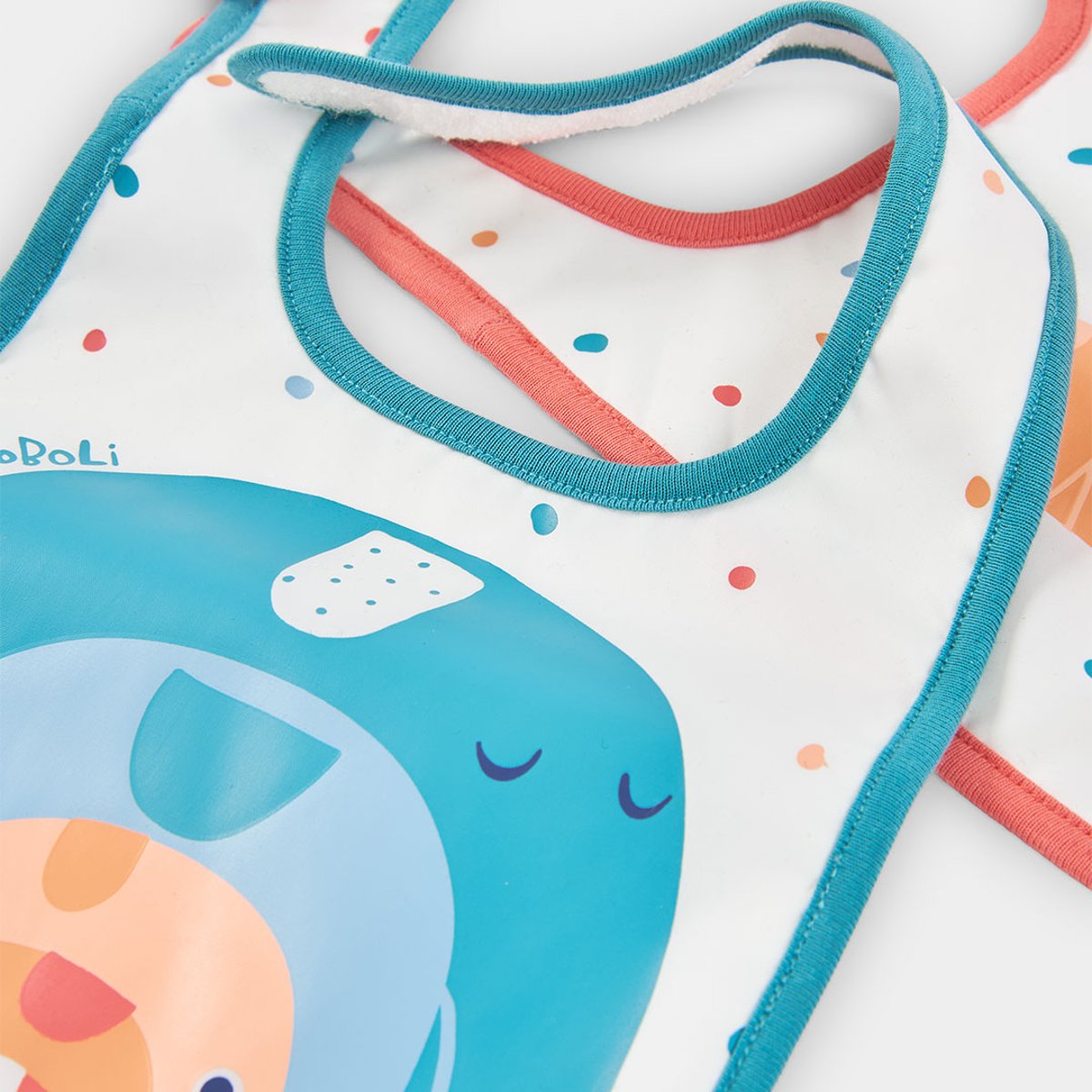 Pack de 2 bavoirs bébé coton blanc, BOBOLI