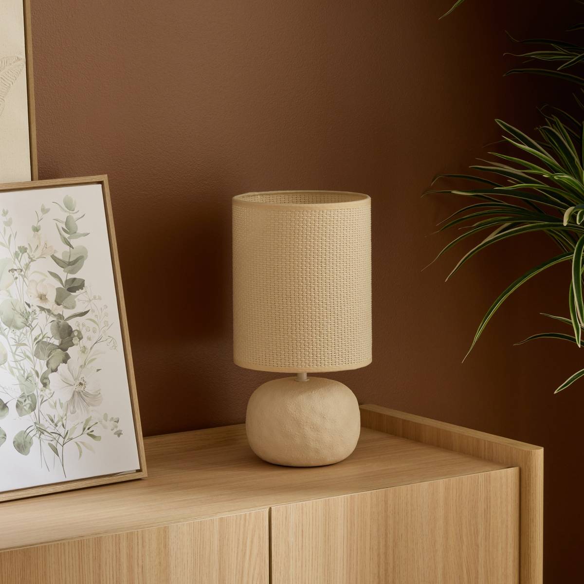 Lampe cylindrique OBINE beige, ATMOSPHERA
