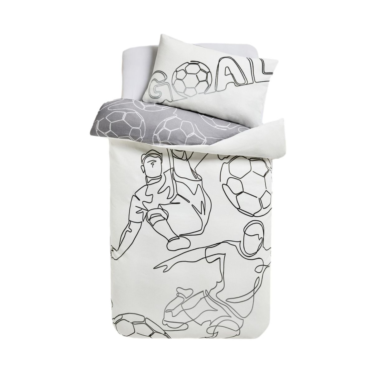 Housse de couette et taie d’oreiller en coton mono football, NEXT