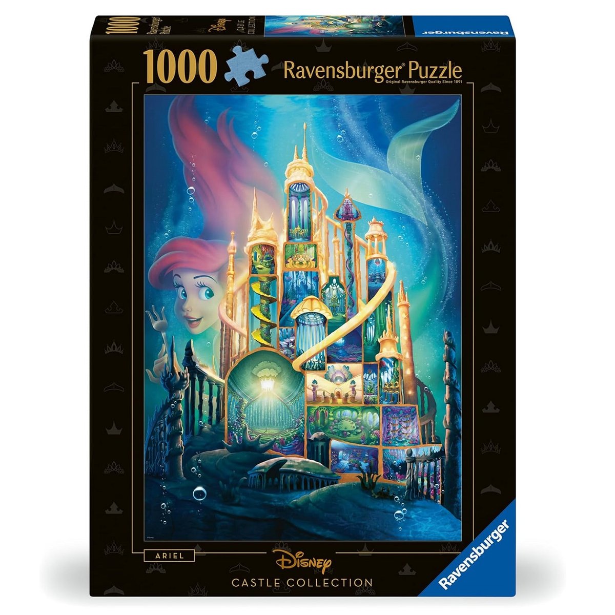 Puzzle Ariel Châteaux Disney 1000 pièces noir, RAVENSBURGER