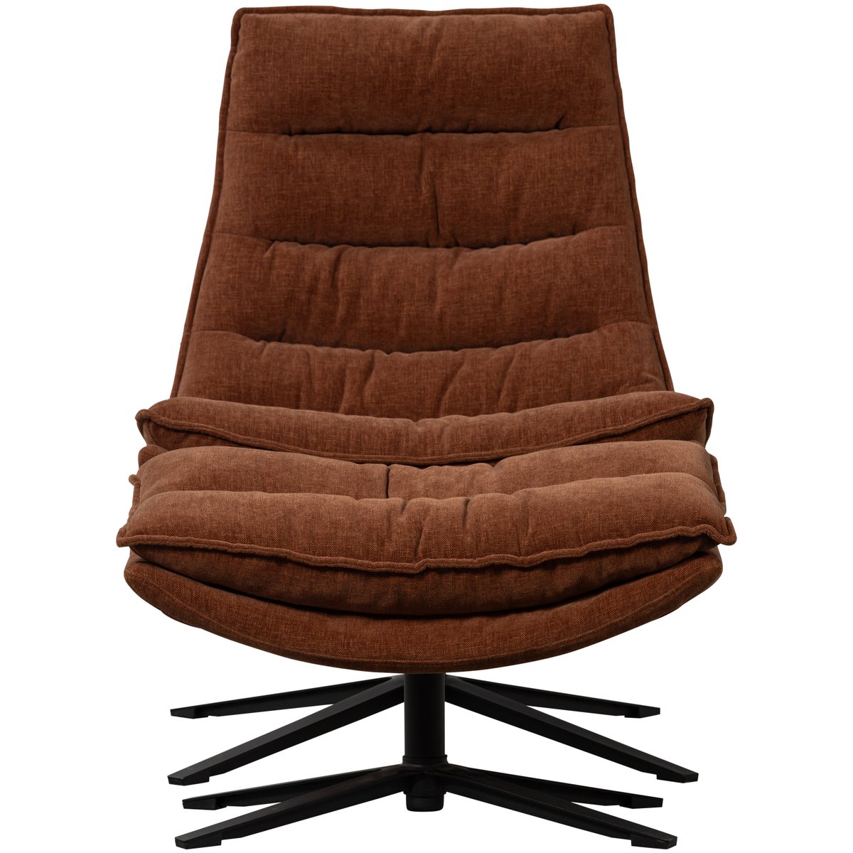 Fauteuil pivotant avec hocker en chenille KUBE marron, WOOOD