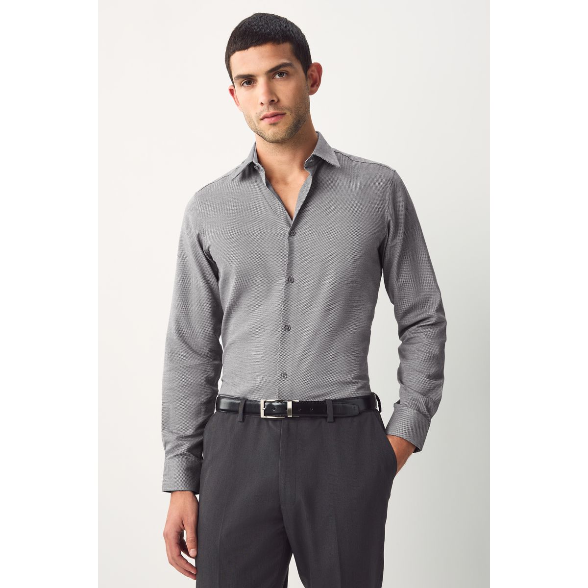 Chemise facile d’entretien texturée texture gris anthracite, NEXT