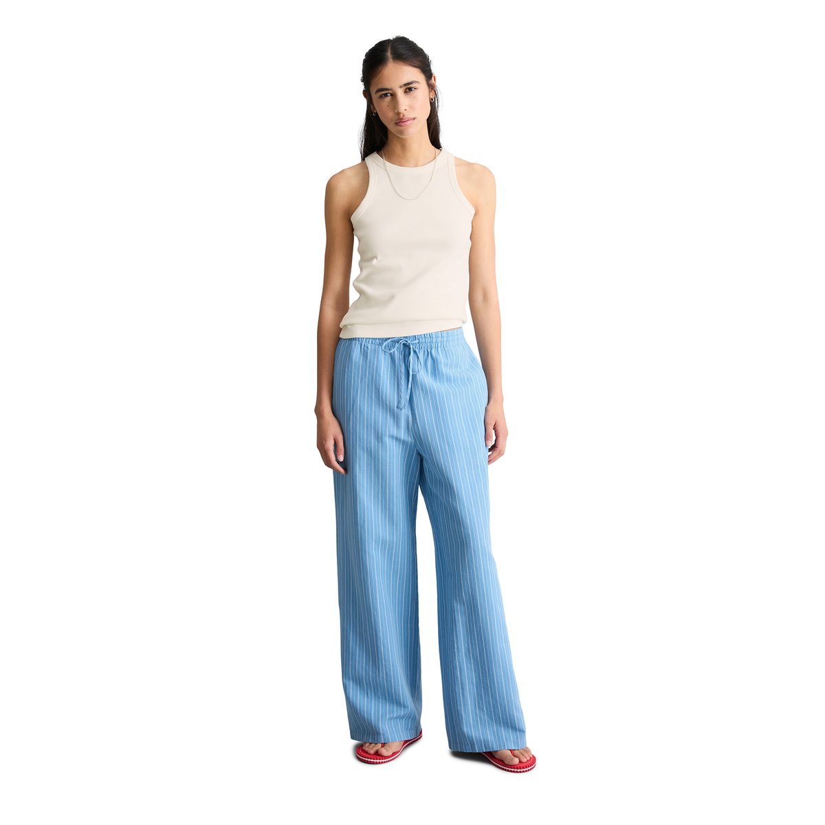 Top côtelé DfC slim en pur coton organique blanc, MARC O’POLO DENIM