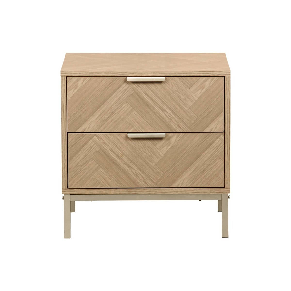 Table de chevet effet bois décor chevrons 2 tiroirs BUDAPEST naturel, SWEEEK