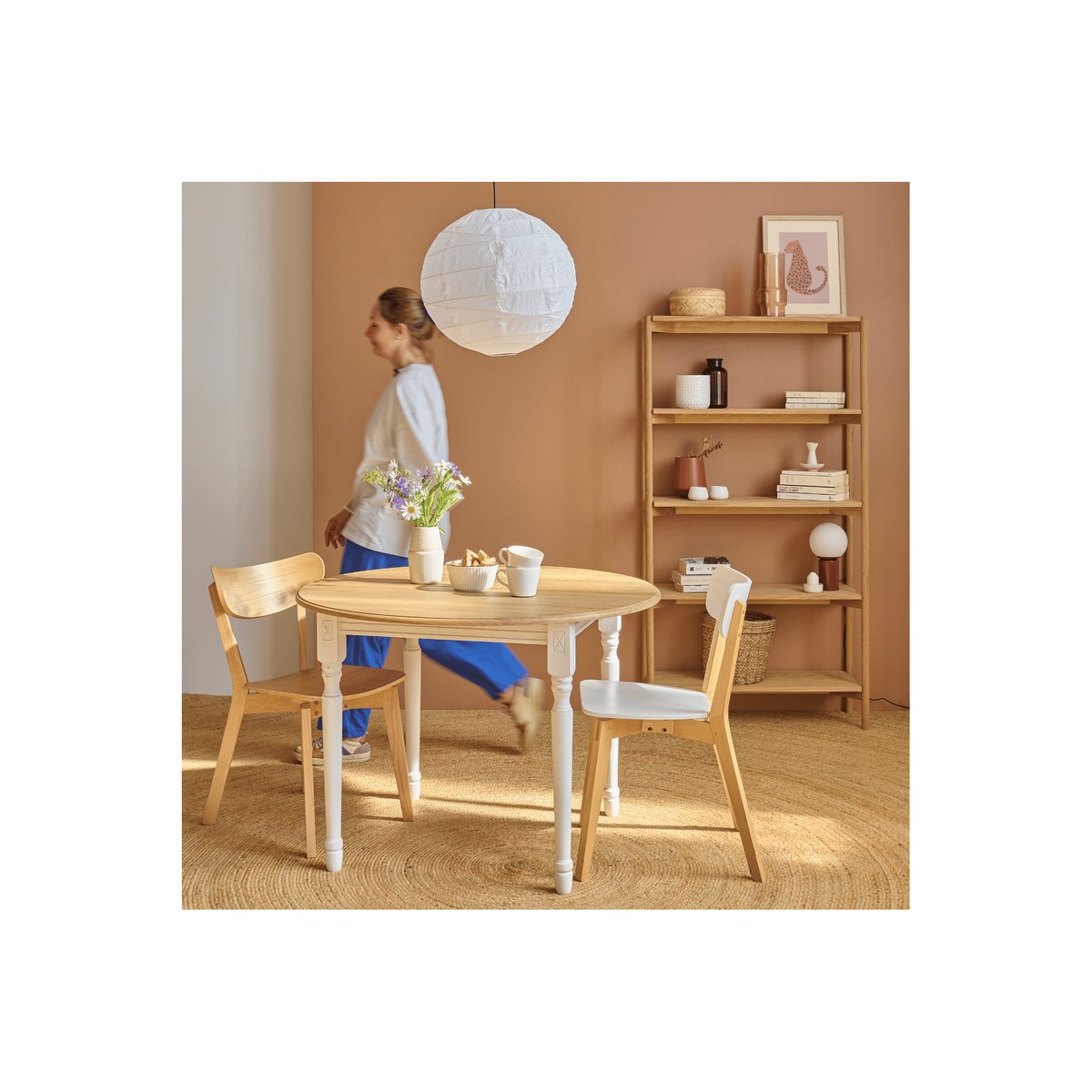 Bibliothèque scandinave en chêne clair 4 tablettes - BRENDA bois clair, HELLIN, DEPUIS 1862